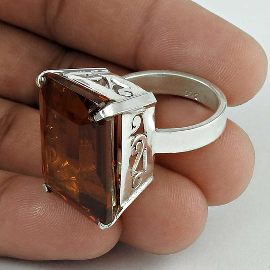 Natural Man-Made Glass Solitaire Vintage Ring Size 8 925 Silver For Women C10