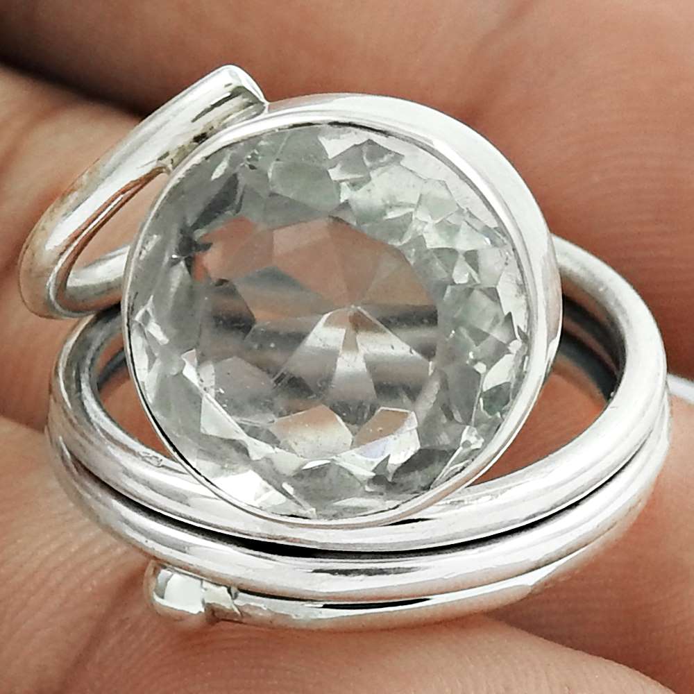 Natural Crystal Gemstone Ring Size 7 925 Sterling Silver Christmas Gift E36