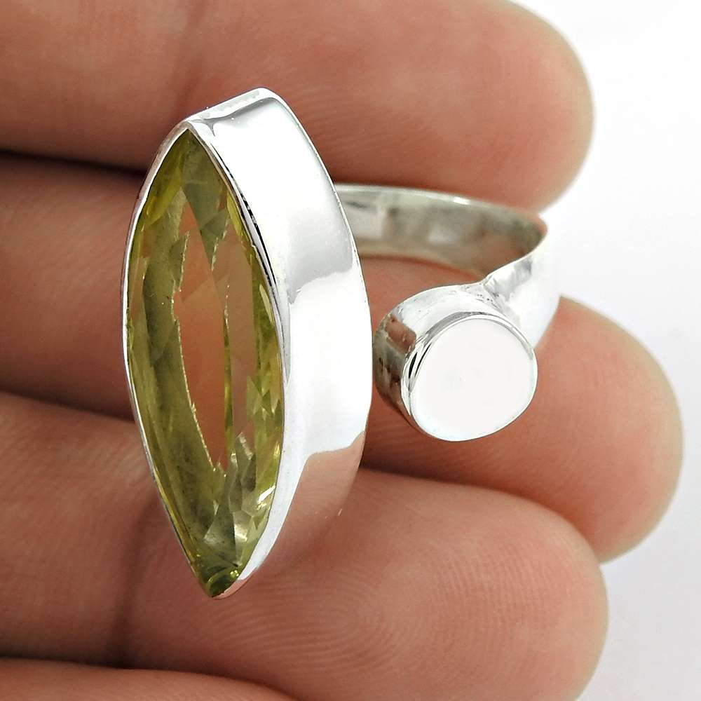 Woman Gift Cocktail Ring Size 8 925 Silver Natural Lemon Quartz Gemstone T25