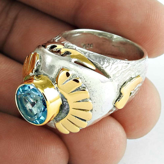 Woman Gift Natural Topaz Solitaire Ring Size 8 925 Silver W25