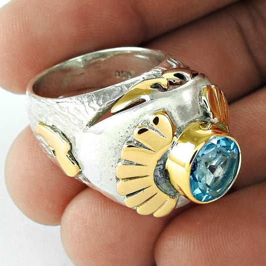 Natural Topaz Solitaire Gold Plated Ring Size 8 925 Silver For Girls X25