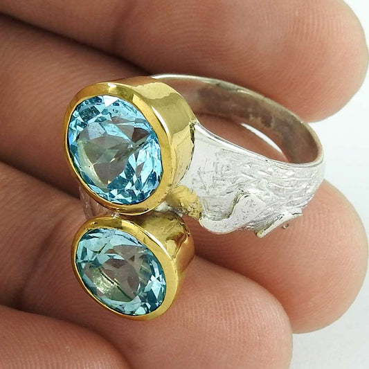 Woman Gift Natural Topaz Statement Ring Size 9 925 Silver Z12