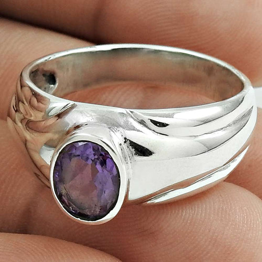 Christmas Gift 925 Silver Natural Amethyst Gemstone Cocktail Ring Size 13 D23