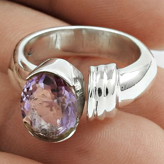 Christmas Gift Natural Amethyst Cocktail Ring Size 7 925 Sterling Silver E23