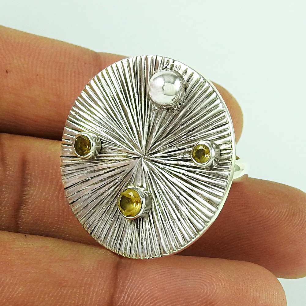 Natural Citrine Gemstone 925 Sterling Silver Woman Gift Ring Size 6 B13
