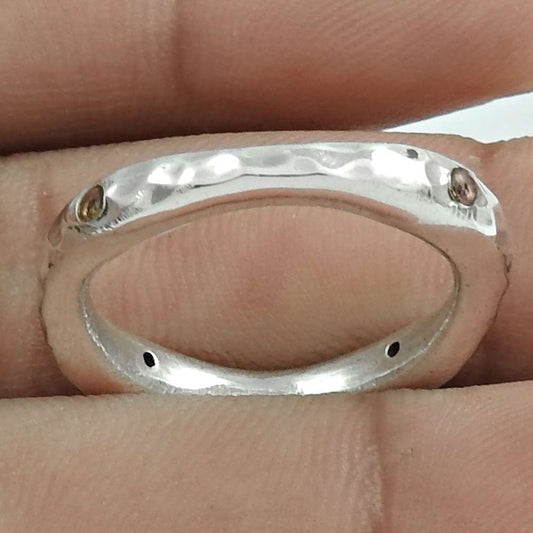 Natural Cubic Zirconia 925 Silver Cocktail Boho Christmas Gift Ring Size 7.5 Q3