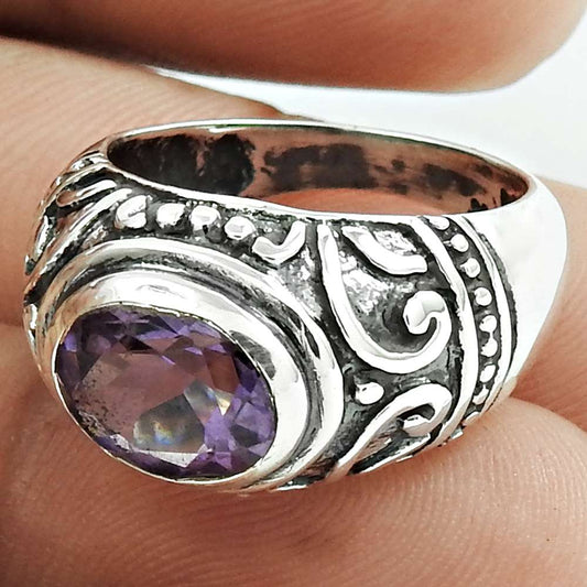 Gift For Her Amethyst Gemstone Ring Size 7 925 Sterling Silver Jewelry F44