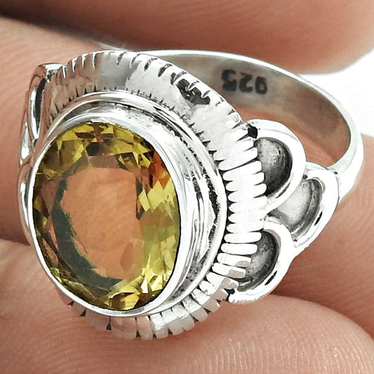 Natural Citrine Gemstone Statement Christmas Gift Ring Size 7 925 Silver U15