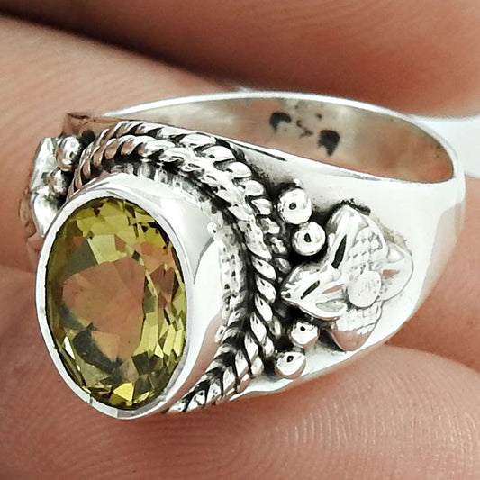 Wedding Gift For Her 925 Silver Natural Citrine Cocktail Tribal Ring Size 7 X14