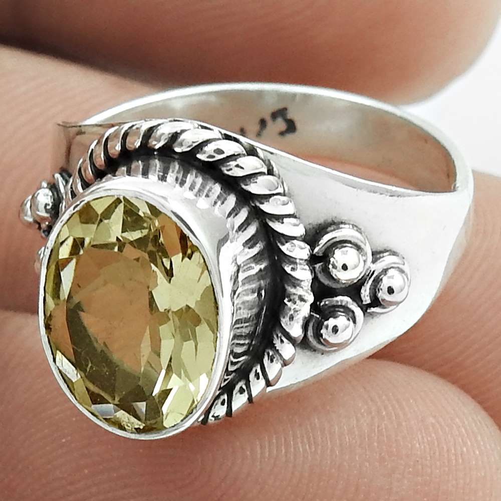 Birthday Gift For Her Natural Citrine Cocktail Boho Ring Size 6 925 Silver C15