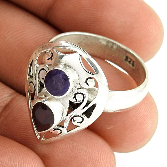 Woman Gift Natural Amethyst Solitaire Ring Size 9 925 Sterling Silver D13