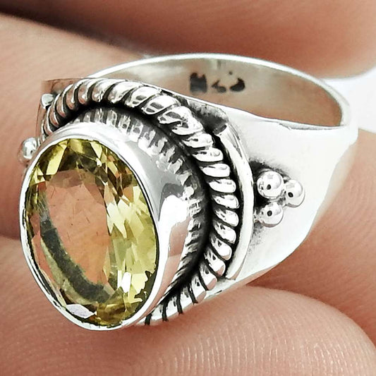 Natural Citrine Gemstone Cocktail Ring Size 6 925 Sterling Silver C37