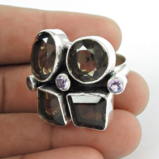 Favorite Smoky Quartz Amethyst Sterling Silver Ring