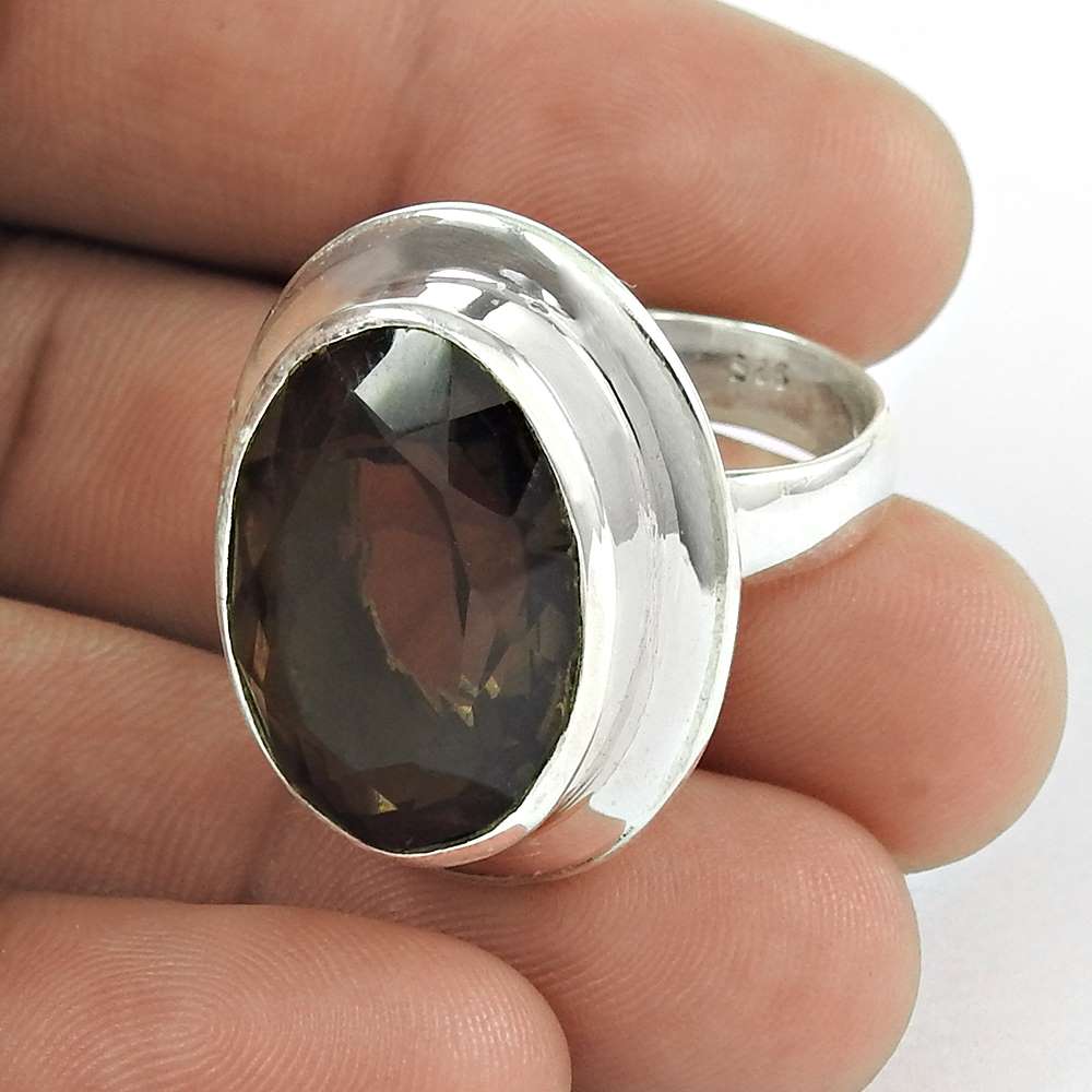 Personable Smoky Quartz Sterling Silver Ring Grossiste