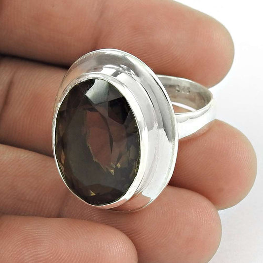 Personable Smoky Quartz Sterling Silver Ring Grossiste
