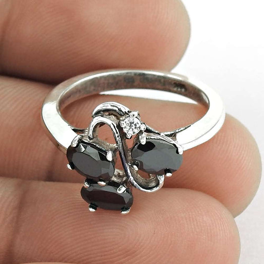Ethnic Design Black CZ Sterling Silver Ring Wholesaling