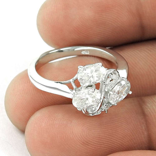 Huge Modern Style White C.Z Sterling Silver Ring Fabricant