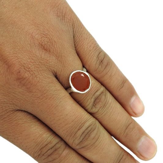 Party Wear 925 Sterling Silver Carnelian Gemstone Ring Traditional Jewelry C140
