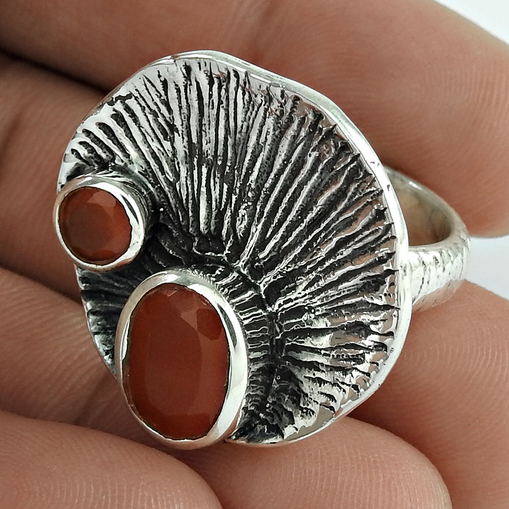 Simple Carnelian 925 Sterling Silver Ring