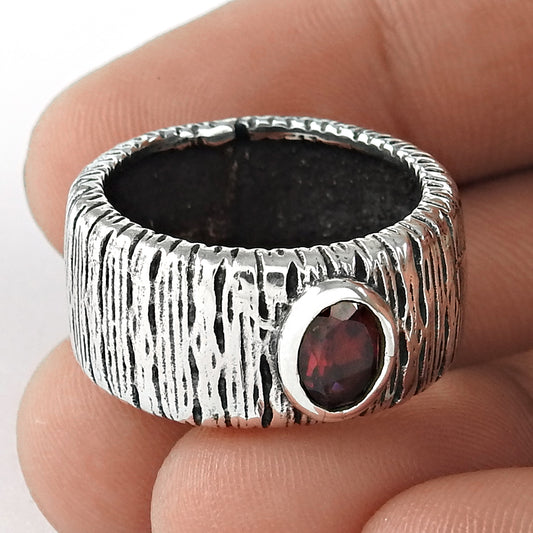 Modern Style Garnet 925 Sterling Silver Ring