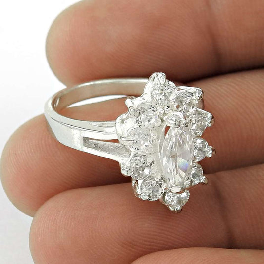 Fine White C.Z Sterling Silver Ring