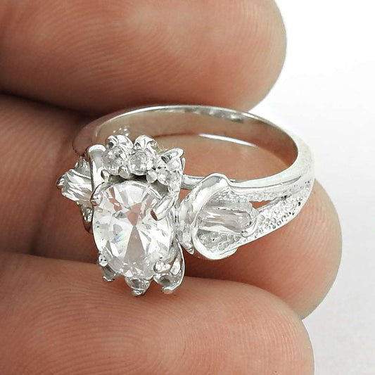 Big Amazing White C.Z Sterling Silver Ring