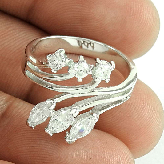 Woman Gift Natural Cubic Zirconia Statement Ring Size 7 925 Silver T51
