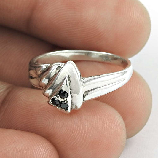 Precious Black CZ Gemstone 925 Sterling Silver Ring