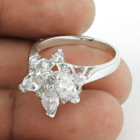 Shine White C.Z 925 Sterling Silver Ring Al por mayor