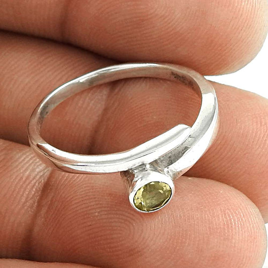 Woman Gift Citrine Gemstone Solitaire Boho Ring Size 8 925 Silver F52