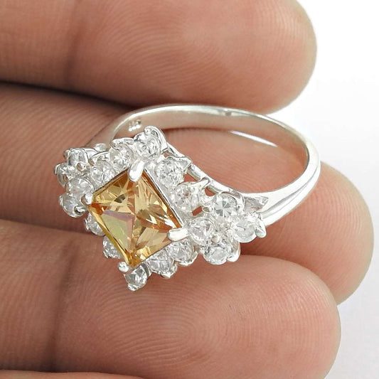 Sightly Orange CZ 925 Sterling Silver Ring