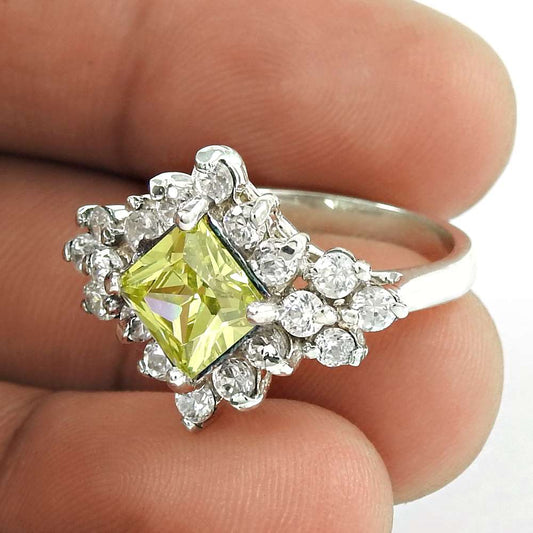 Very Light Yellow CZ White CZ 925 Sterling Silver Ring De gros