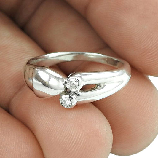 Woman Gift Cubic Zirconia Gemstone Solitaire Ring Size 6.5 925 Silver M52