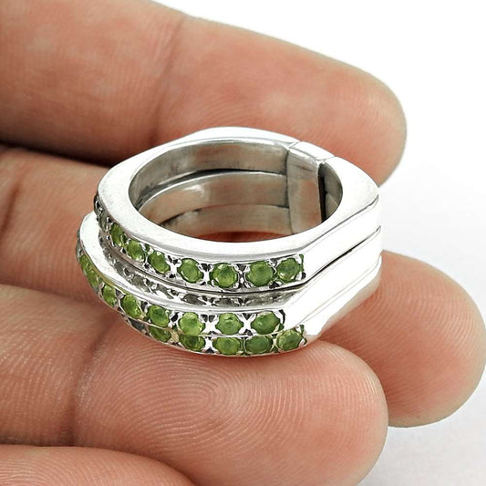 Designer Peridot Gemstone 925 Sterling Silver Ring