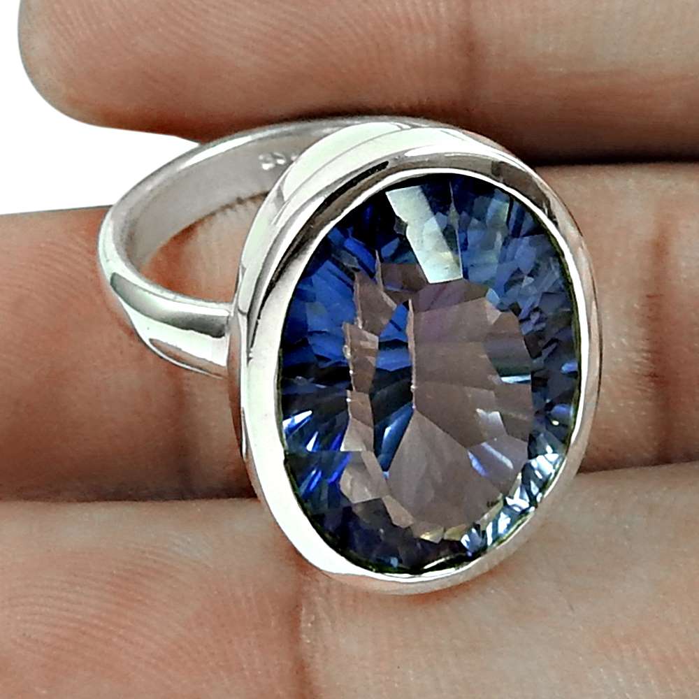 Sizzling Blue Mystic Topaz Gemstone 925 Sterling Silver Ring