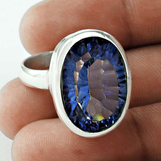 Pleasing Blue Mystic Topaz Gemstone 925 Sterling Silver Ring