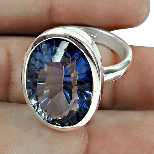 Scrumptious Blue Mystic Topaz Gemstone 925 Sterling Silver Ring