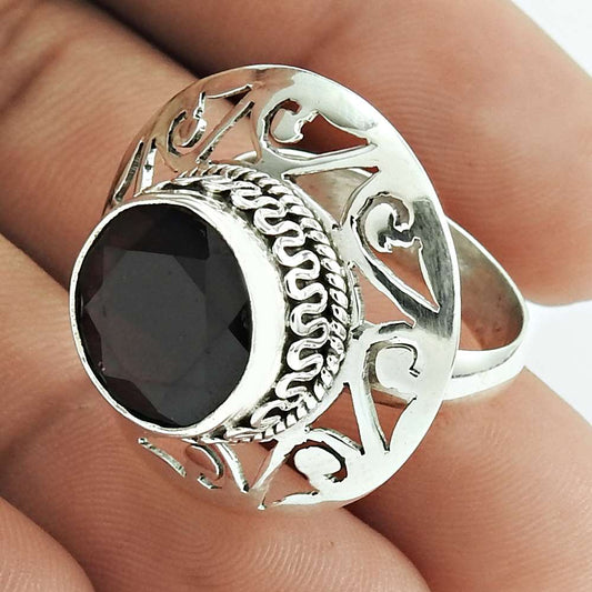 Christmas Gift 925 Silver Natural Garnet Gemstone Cocktail Ring Size 8 B25