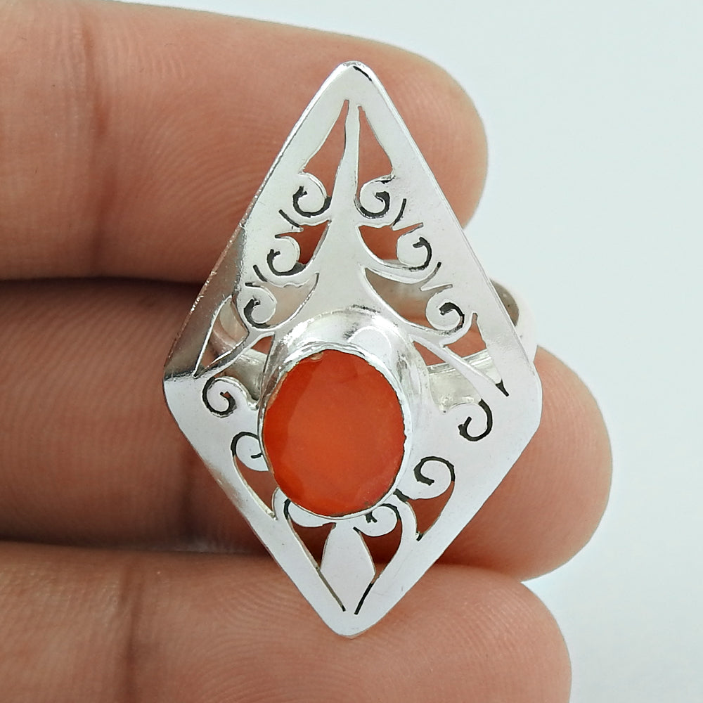 Secret 925 Sterling Silver Carnelian Ring