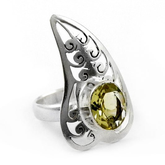 Leaf Ring 925 Sterling Silver Lemon Topaz Ring