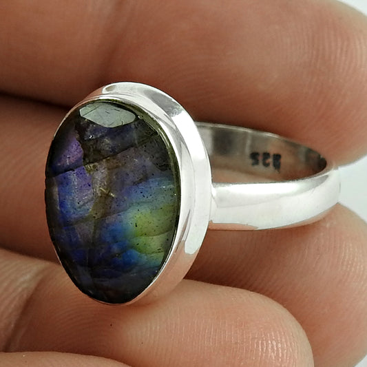 Love Circle Labradorite Gemstone Silver Ring Jewellery Fabricante