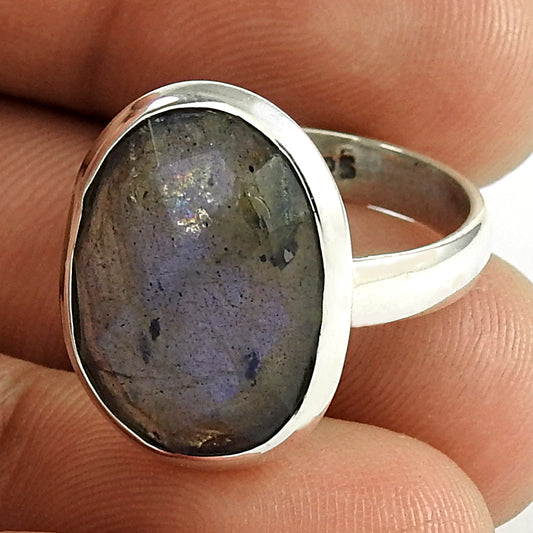 Slylish Labradorite Gemstone Silver Ring Jewellery