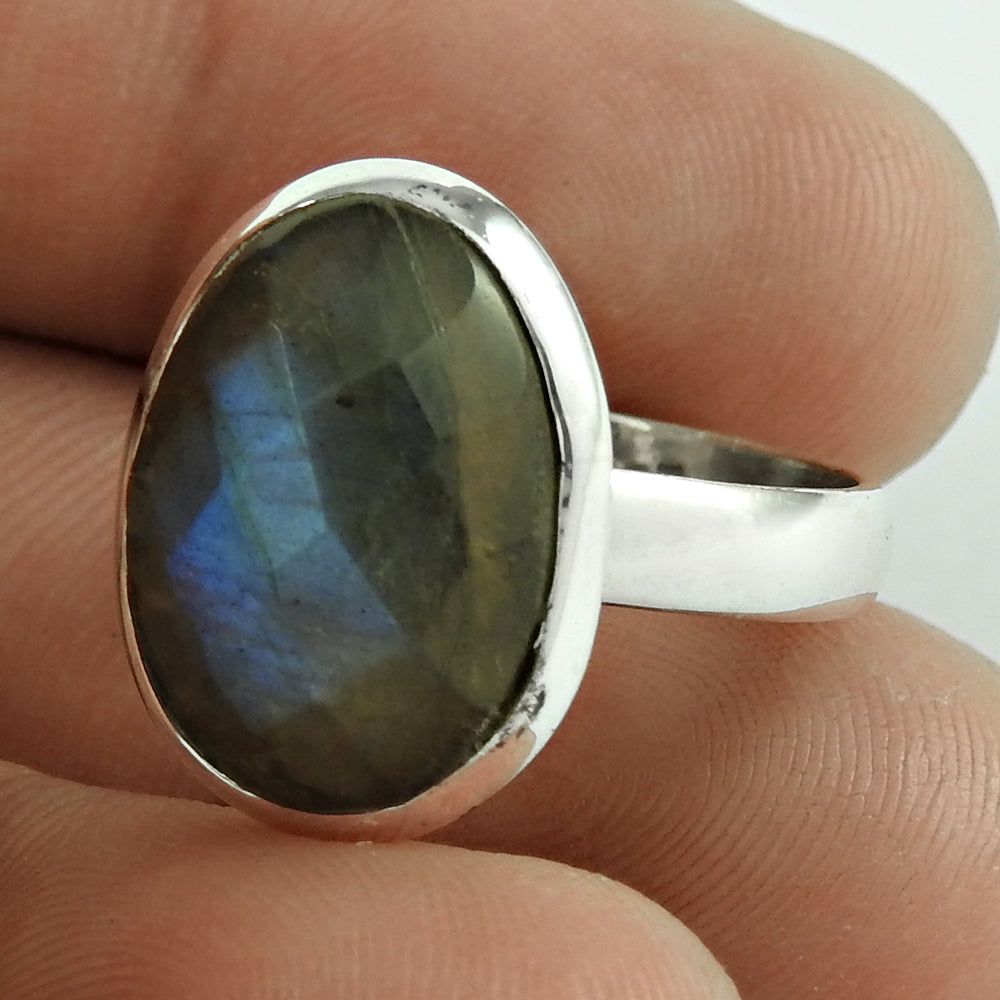 Good Fortune Labradorite Gemstone Silver Ring Jewellery