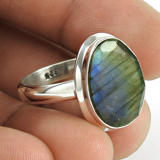 Semi Precious Labradorite Gemstone Silver Ring Jewellery