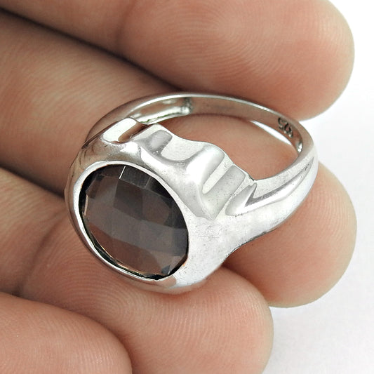 Traditional Smoky Quartz Gemstone Silver Jewellery Ring