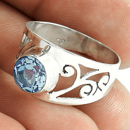 Victorian Style Blue Topaz Gemstone 925 Sterling Silver Ring Wholesale
