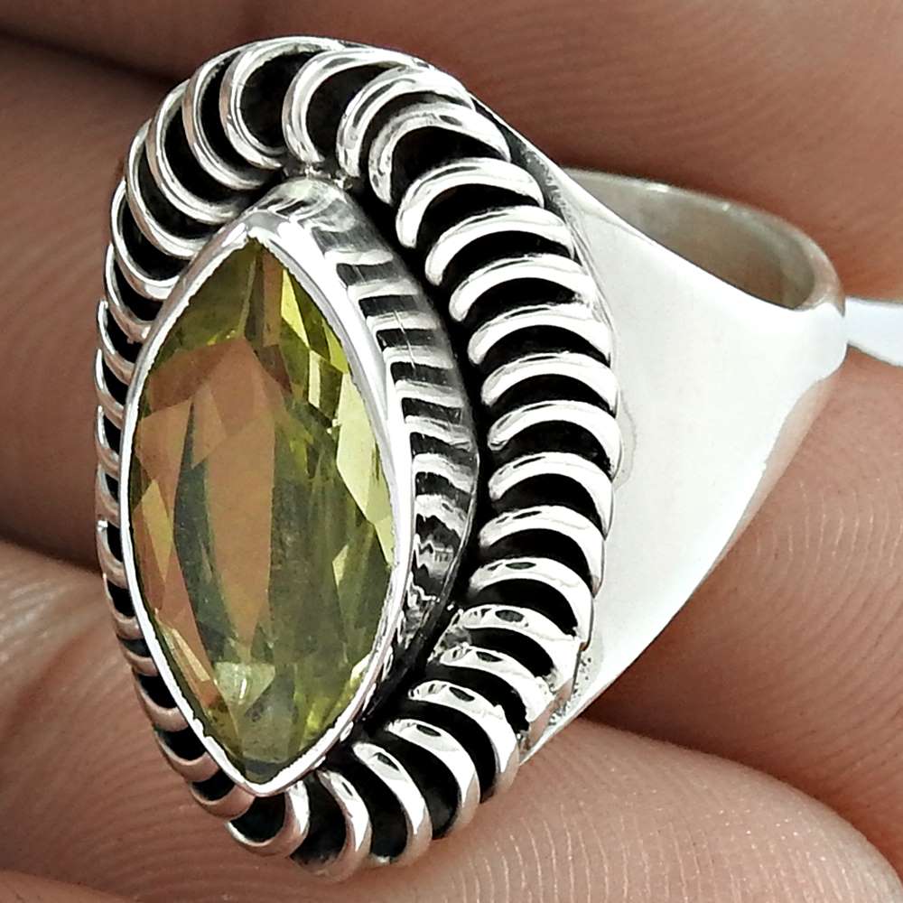 Natural Citrine Gemstone 925 Sterling Silver Ring Size 7 Christmas Gift C41