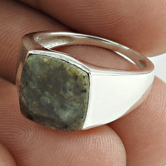 Daily Wear 925 Sterling Silver Brown Hakka Gemstone Ring Jewelry