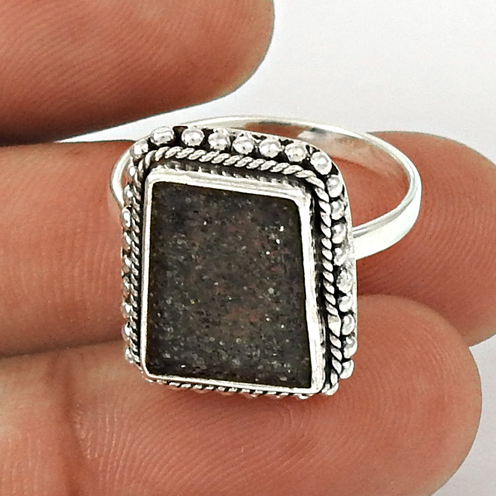 Black Sunstone Ring Size 7 925 Sterling Silver Ethnic Jewelry SK35