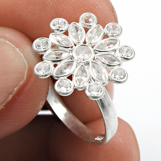 White CZ Gemstone Ring 925 Sterling Silver Vintage Look Jewelry J70